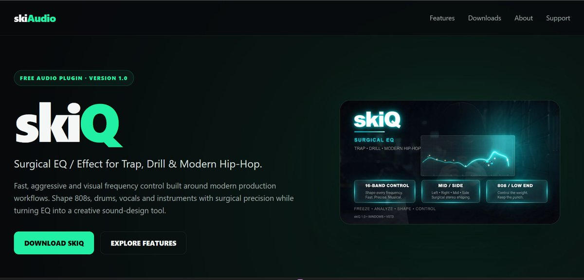 skiQ site: surgical EQ for trap, drill, and modern hip-hop